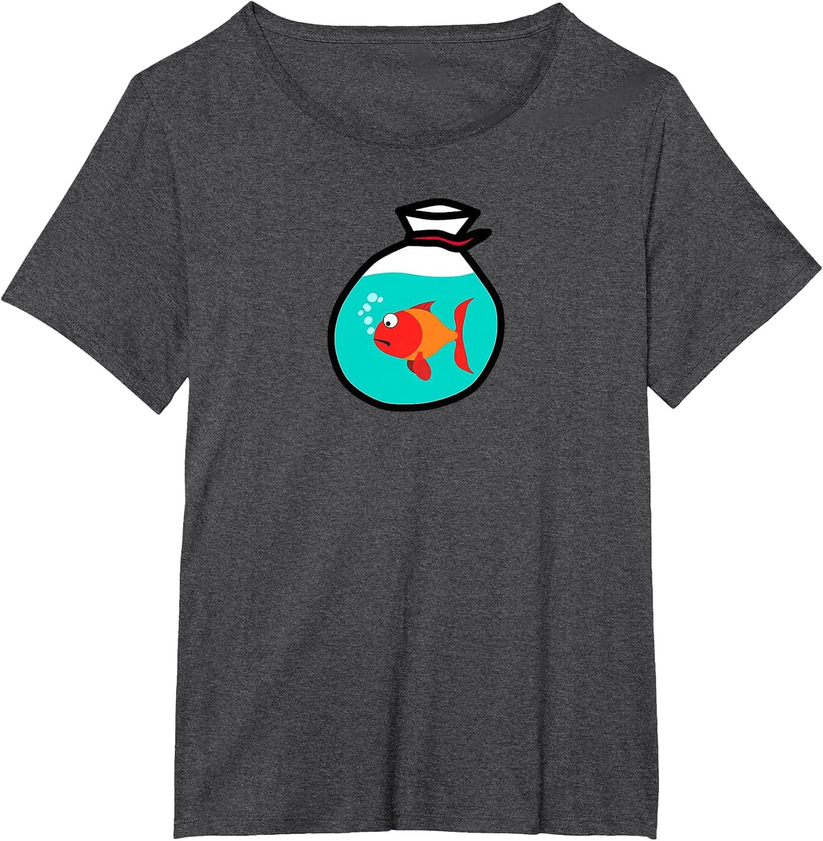 Funny Goldfish in Bag T-Shirt T-Shirt - Dark Heather Grey