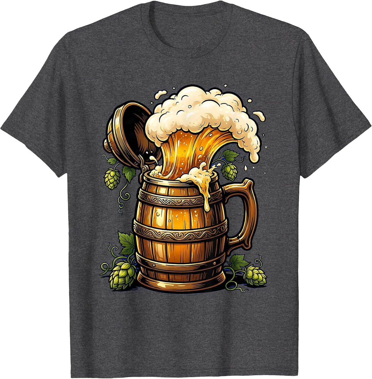 Men's Oktoberfest Overflowing Beer Stein Graphic T-Shirt - Dark Heather Grey