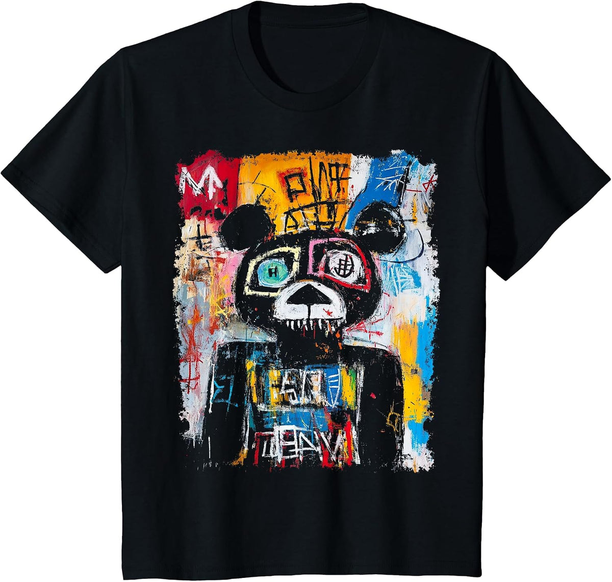 Pop Art Style Bear 90s Graffiti T-Shirt - Black