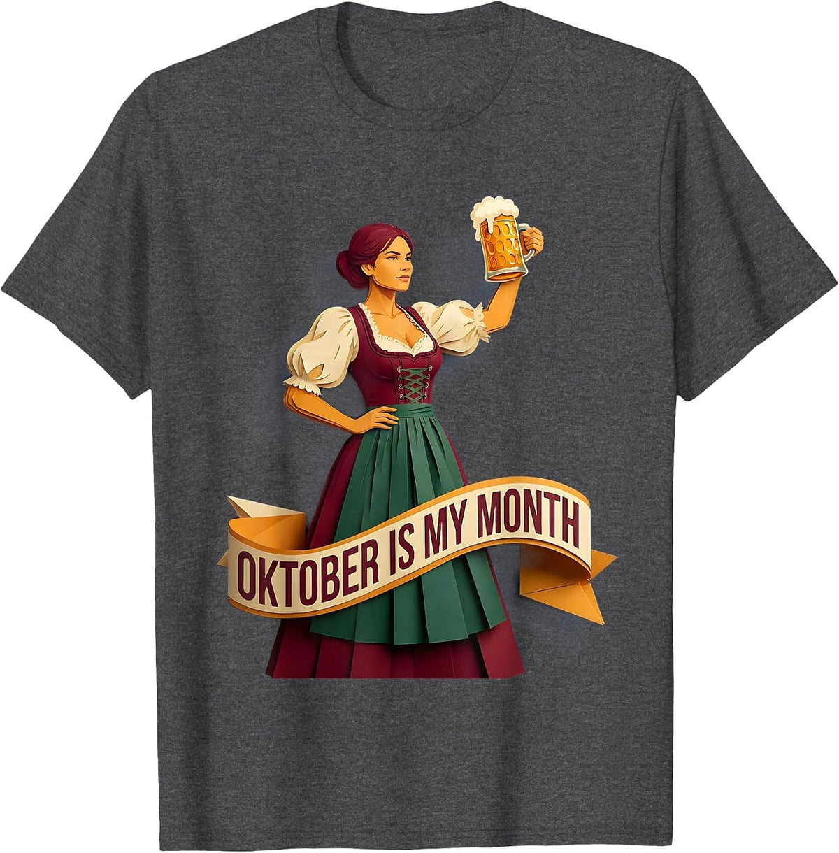 Oktober Is My Month Oktoberfest Celebration Design T-Shirt - Dark Heather Grey