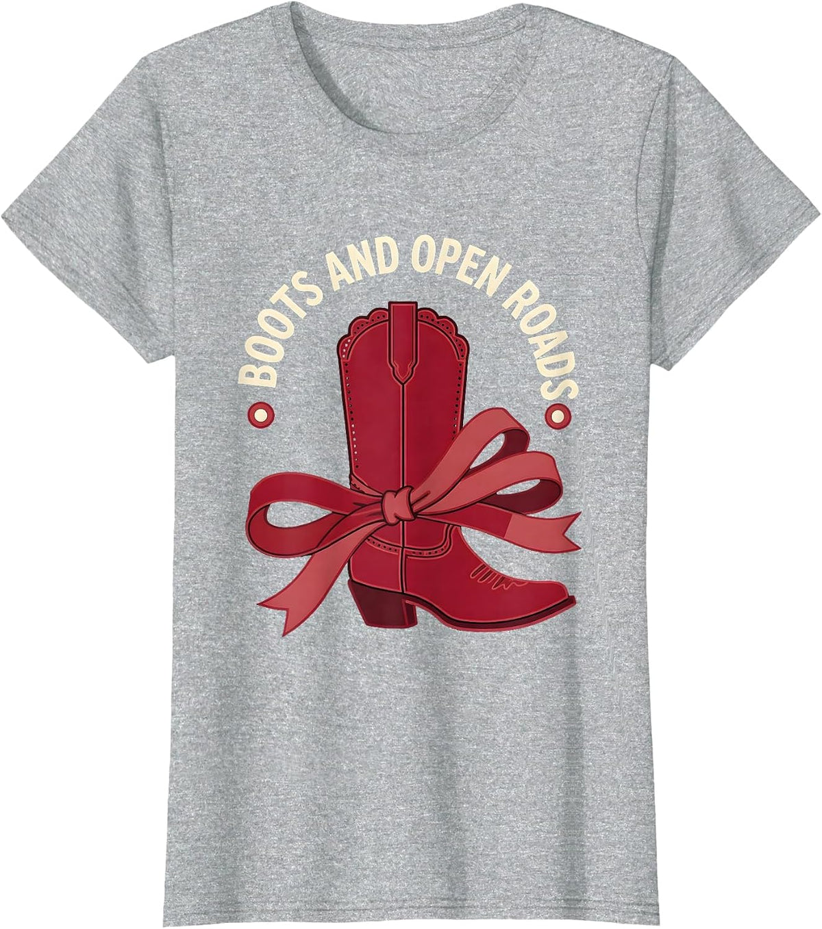 Women's Boots and Open Roads Cowboy Western Design T-Shirt - Heather Grey