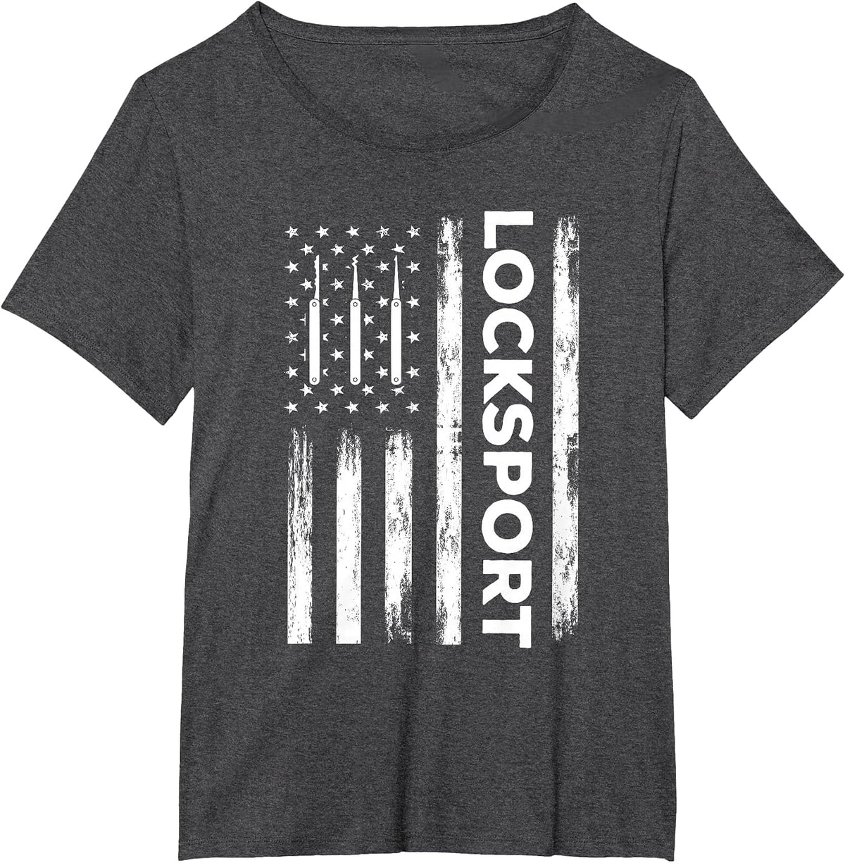 USA Locksport Design for Locksmith Locksmithing USA Flag T-Shirt - Dark Heather Grey