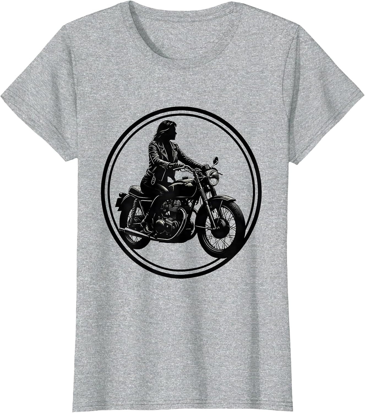 Vintage Motorcycle Rider Leather Jacket Graphic T-Shirt - Heather Grey