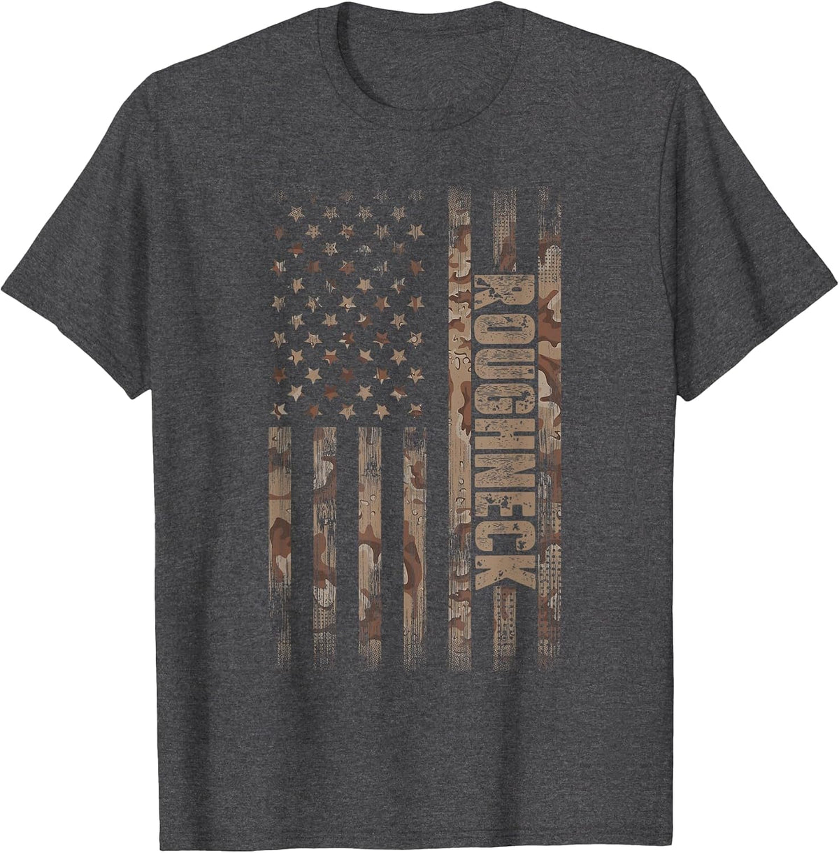 Roughneck American Flag Oilfield T-Shirt - Dark Heather Grey