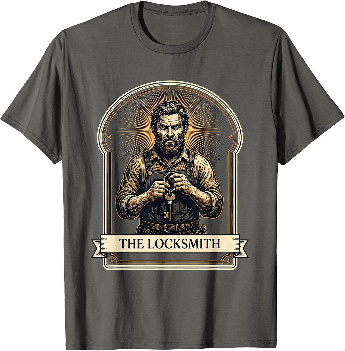 The Locksmith Tarot Card Funny Occupation Parody Gift T-Shirt - Asphalt Grey