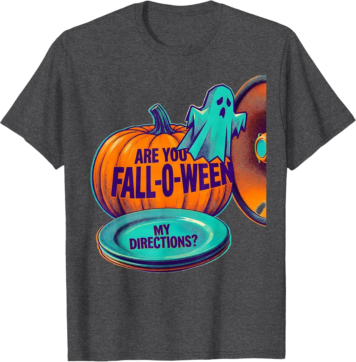 Are You Fall-O-Ween My Directions Risograph Teacher T-Shirt - Dark Heather Grey