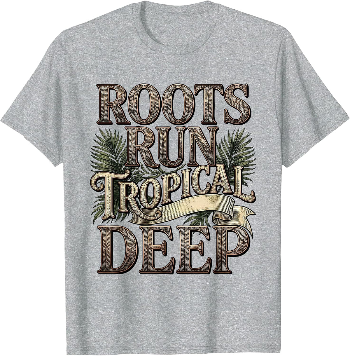 Men's Tropical Heritage Strong Merengue Dancers Design T-Shirt - Heather Grey