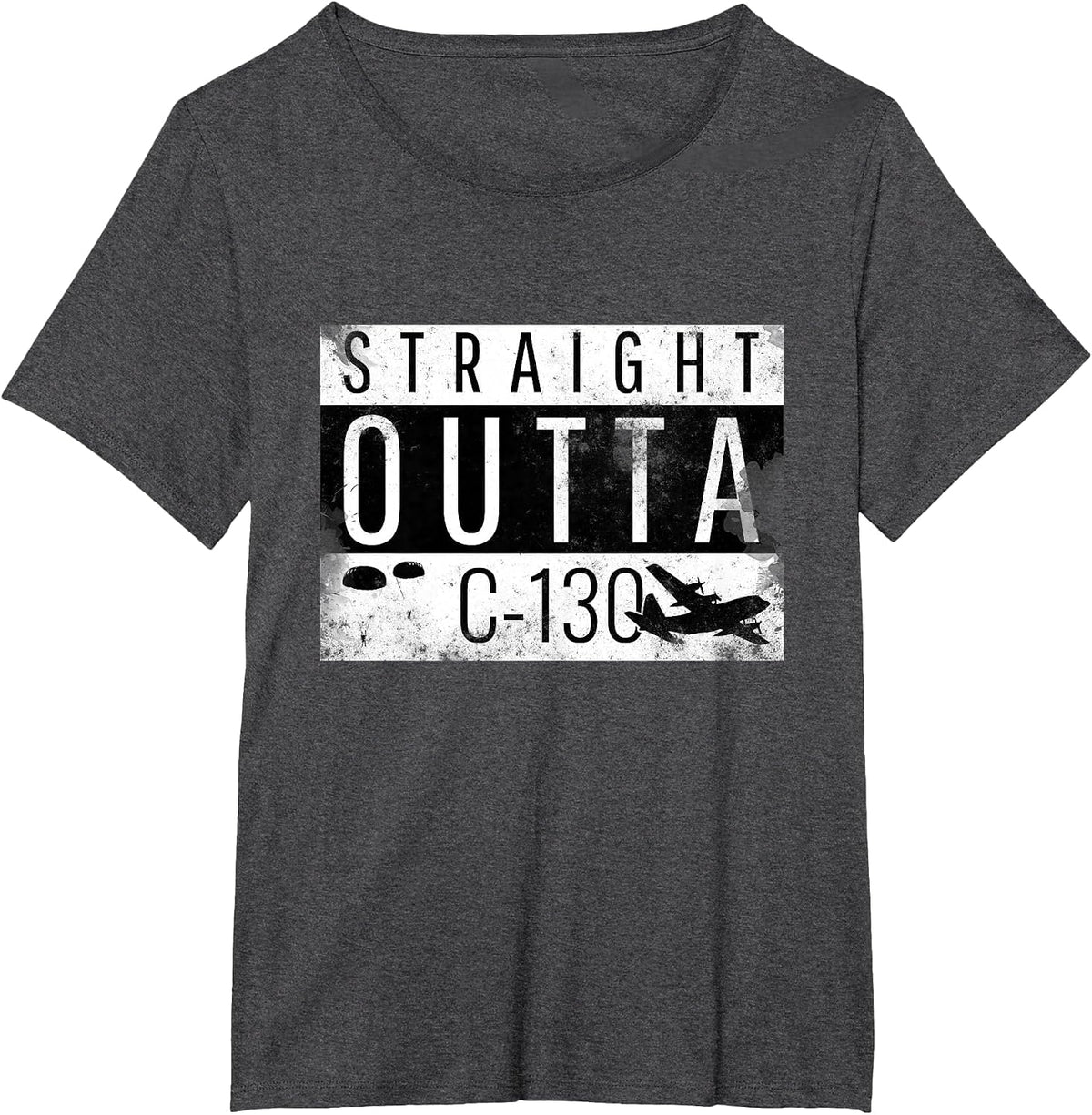 Straight Outta C-130 - Grunge Design - Airborne T-Shirt - Dark Heather Grey