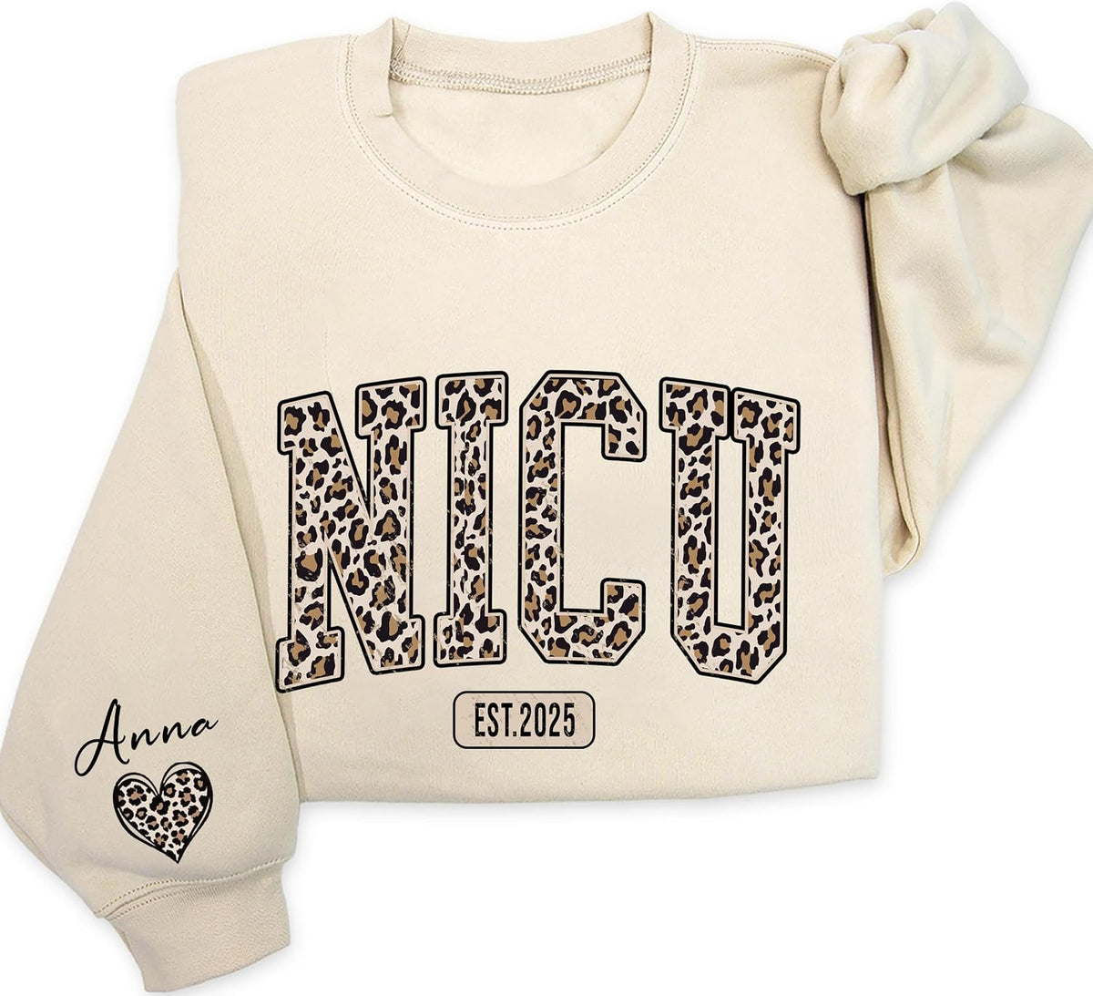 Personalized Nurse Sweatshirt, Custom Doctor Shirt with Name, Personalized Leopard Nurse Sweatshirt, RN Shirt - Nicu
