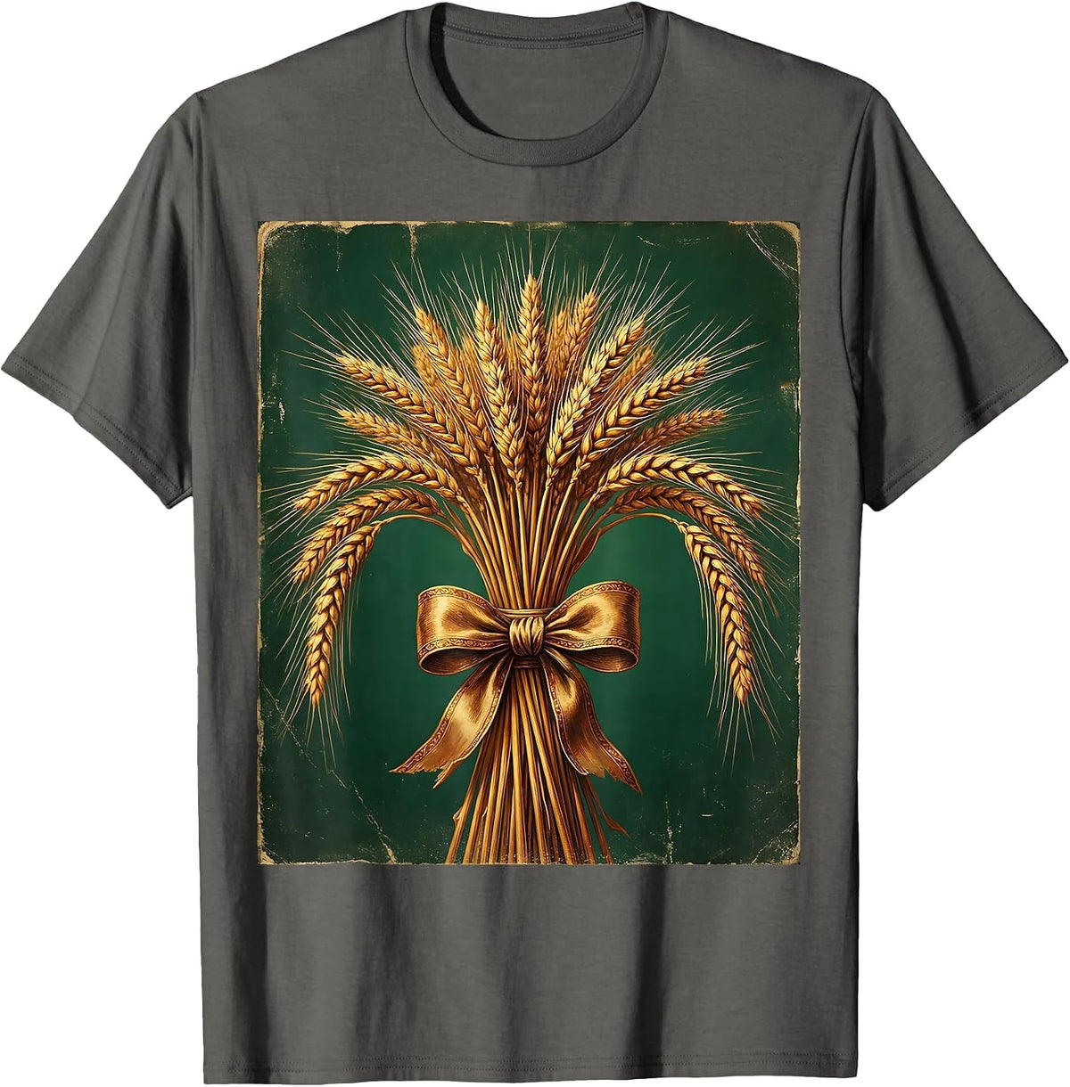 Oktoberfest Wheat and Barley Harvest Illustration T-Shirt - Asphalt Grey