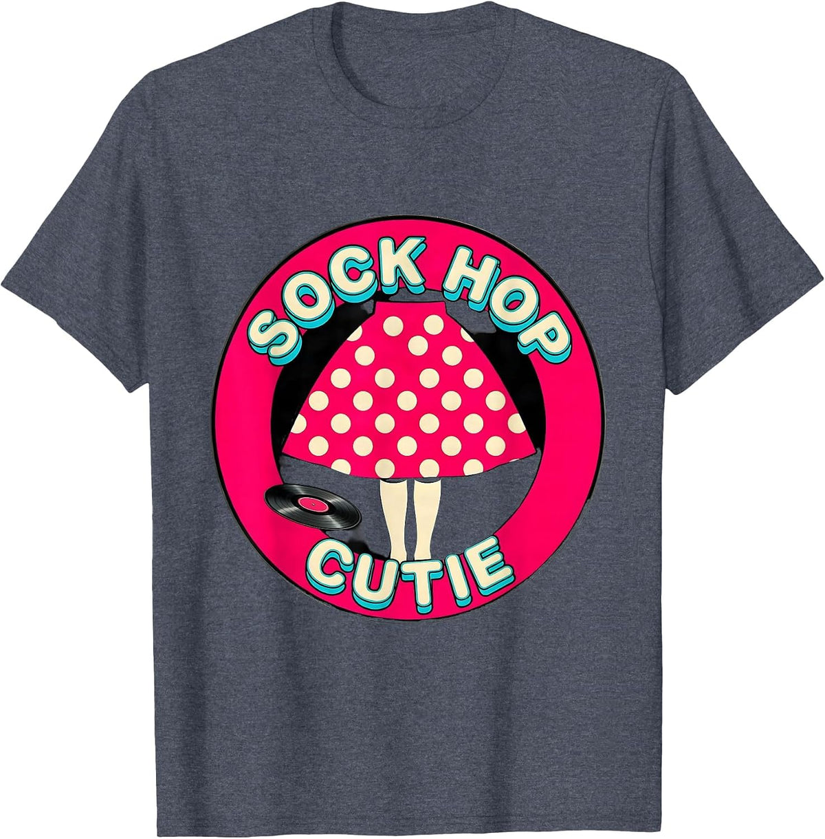 Sock Hop Cutie 50s Poodle Skirt Halloween Costume Party T-Shirt - Heather Blue