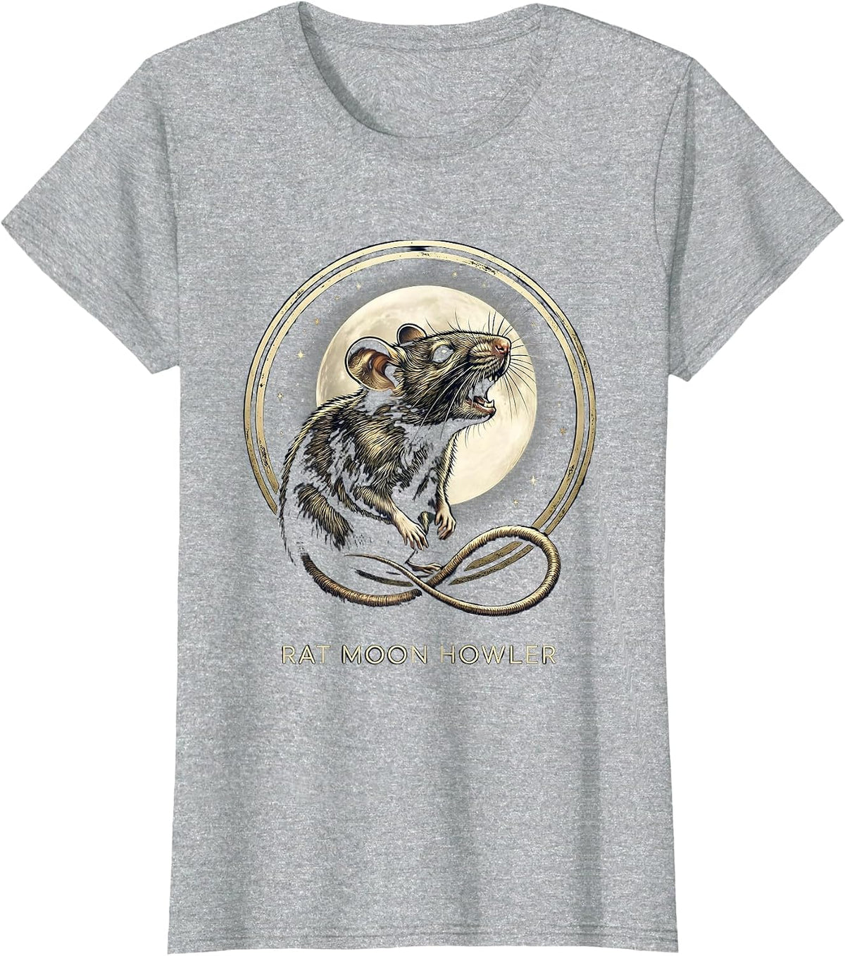 Rat Moon Howler Funny Ferret Lover Pet Owner Humor T-Shirt - Heather Grey
