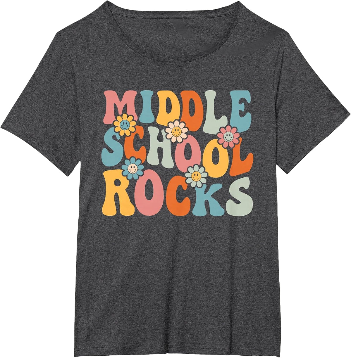 Middle School Rocks Back to School Teachers Students T-Shirt - Dark Heather Grey