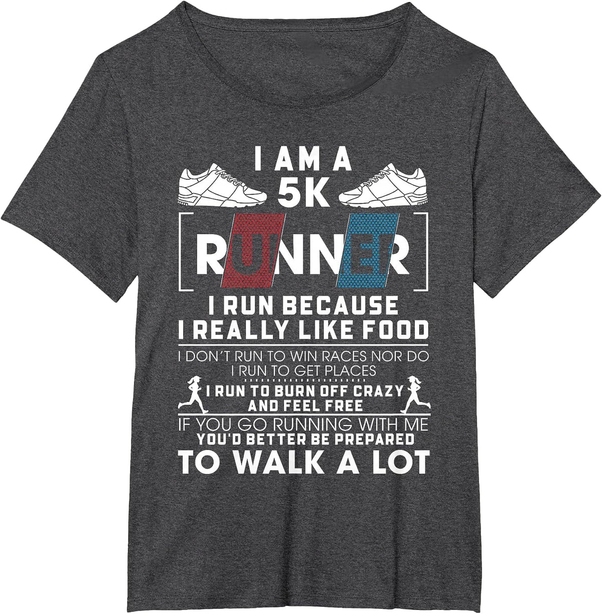 5K Runner I Run Because I Really Like Food Funny Running T-Shirt - Dark Heather Grey