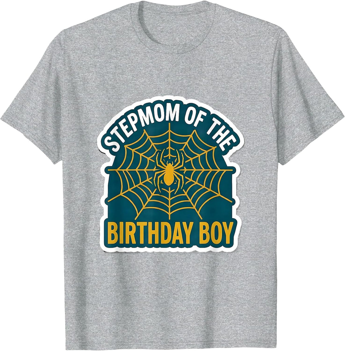 Men's Stepmom Of The Birthday Boy Spider Web Family Matching Party T-Shirt - Heather Grey