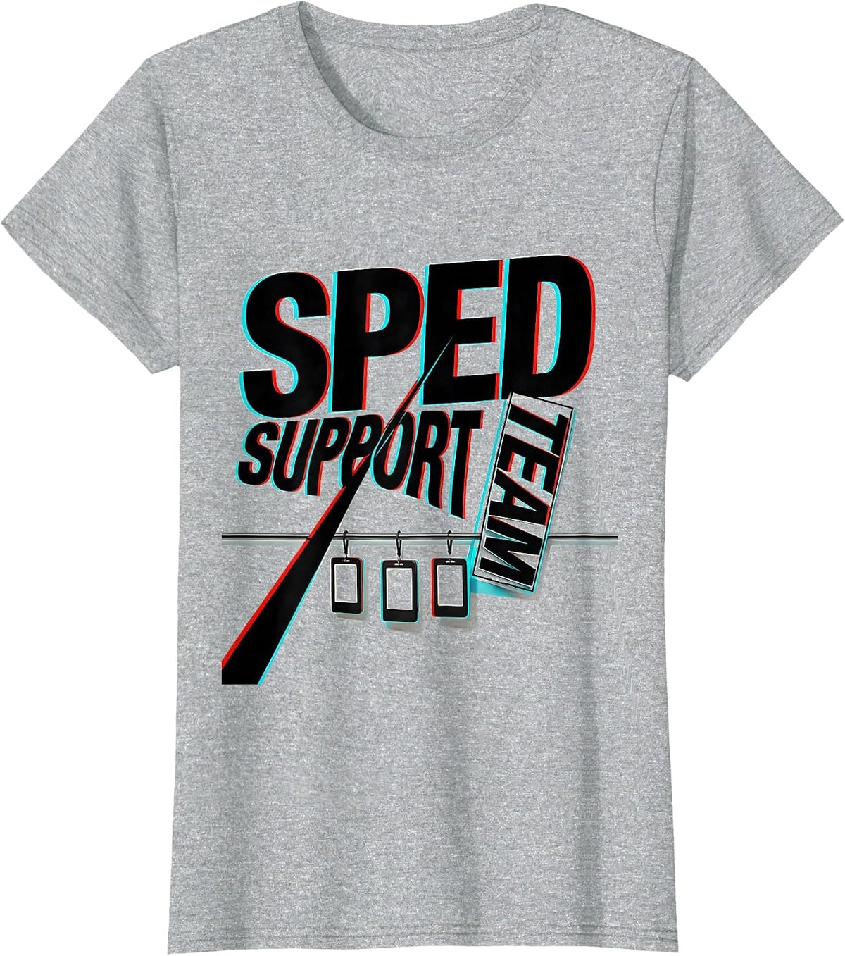 Women's SPED Support Team New Wave Typography Teacher Squad Pride T-Shirt - Heather Grey