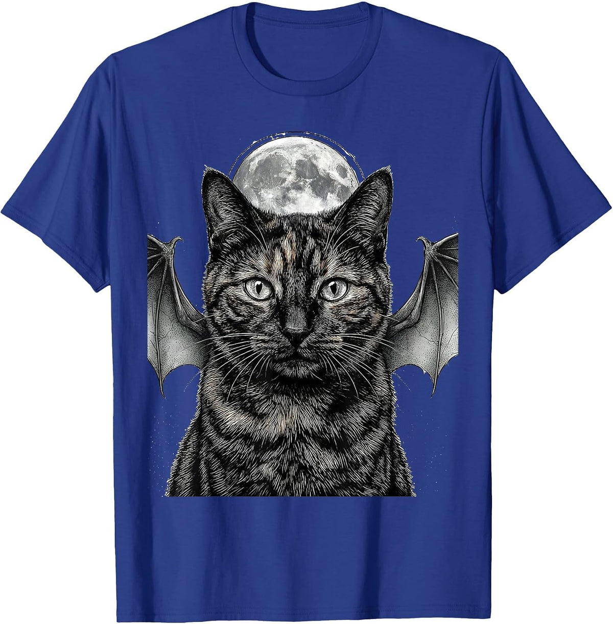 Tortoiseshell Cat Full Moon Dragon Boop Fantasy Humor T-Shirt - Royal Blue