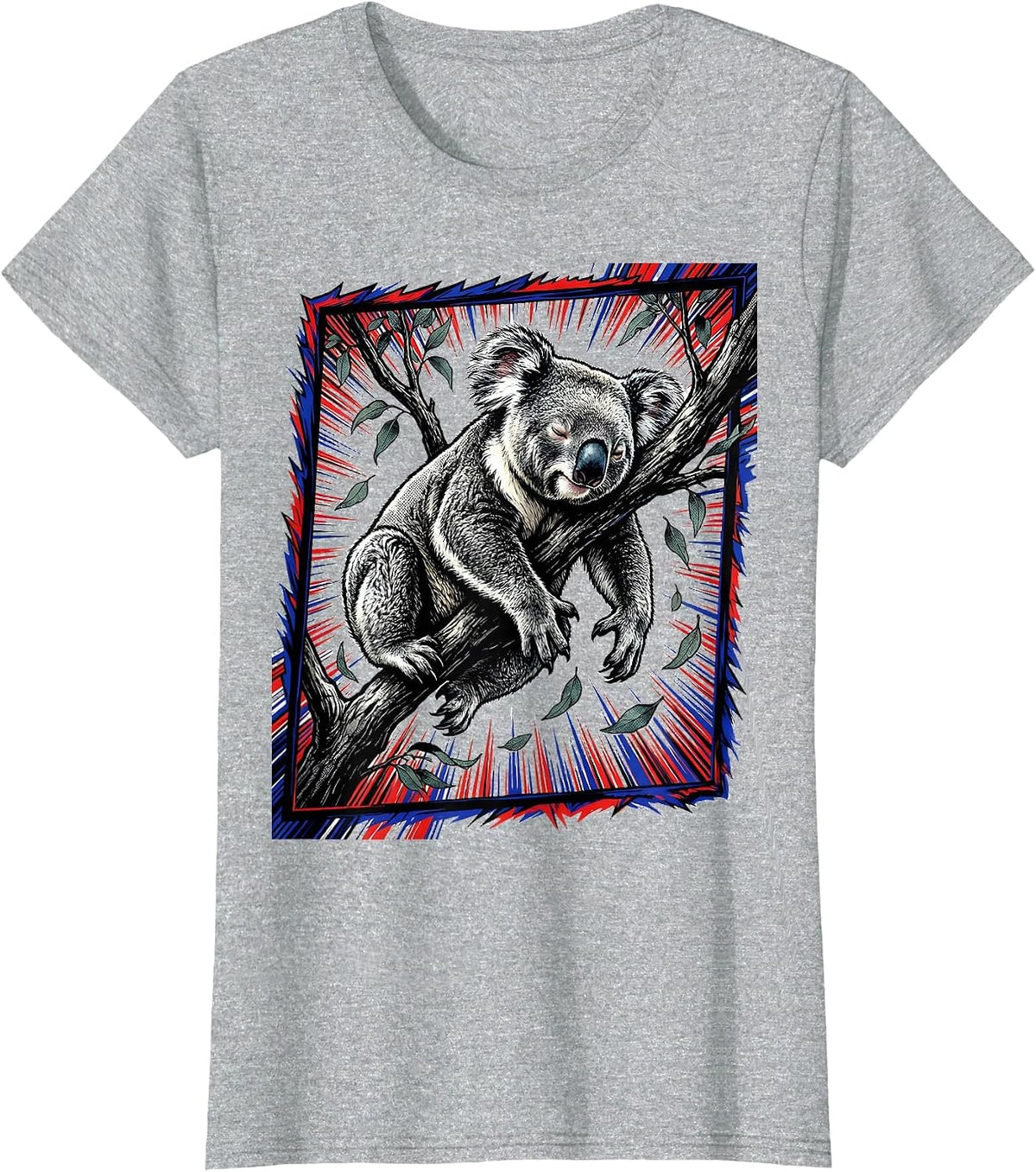 Women's Sleeping Koala Comic Book Animal Lover Gift T-Shirt - Heather Grey