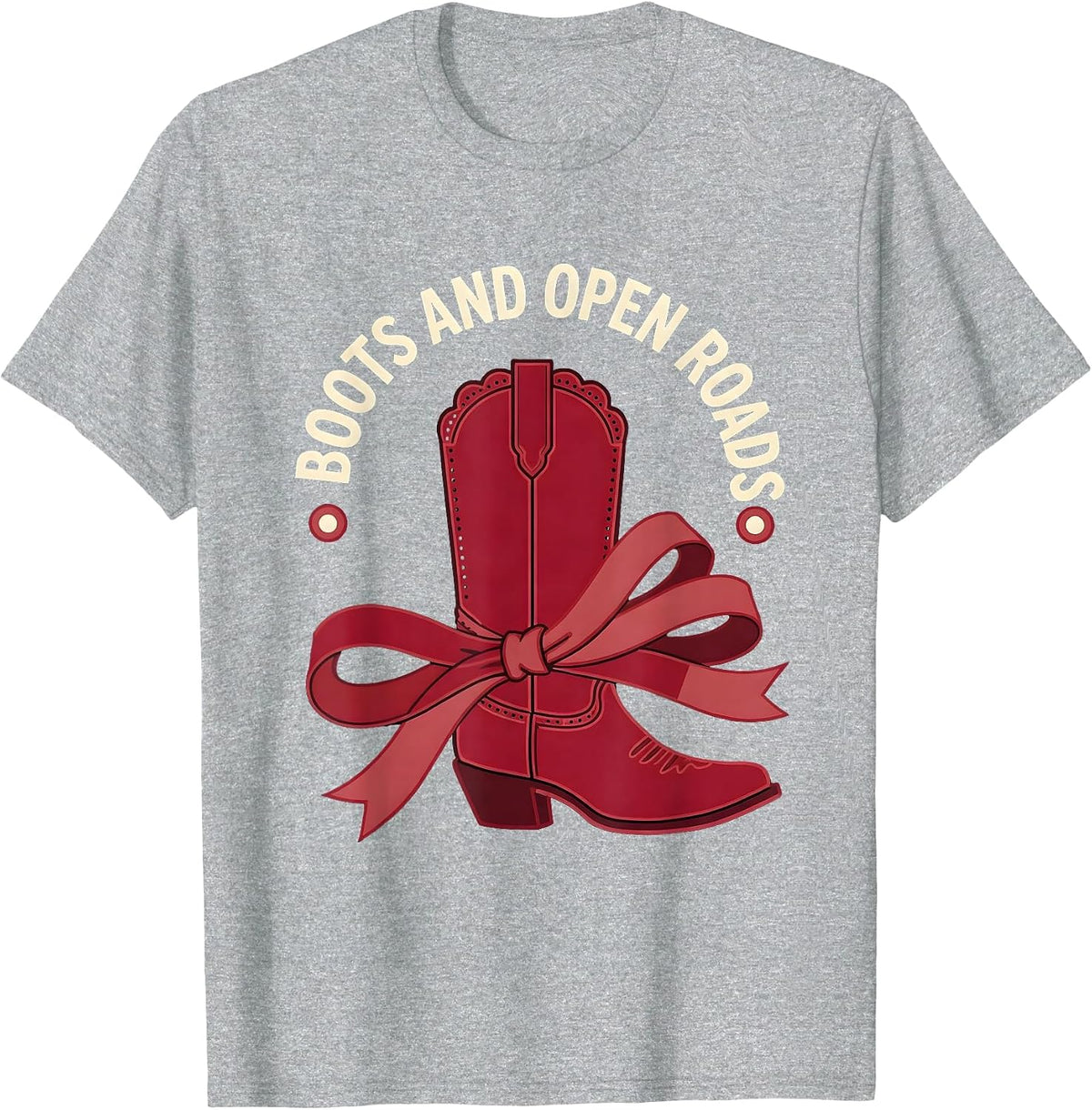 Men's Boots and Open Roads Cowboy Western Design T-Shirt - Heather Grey