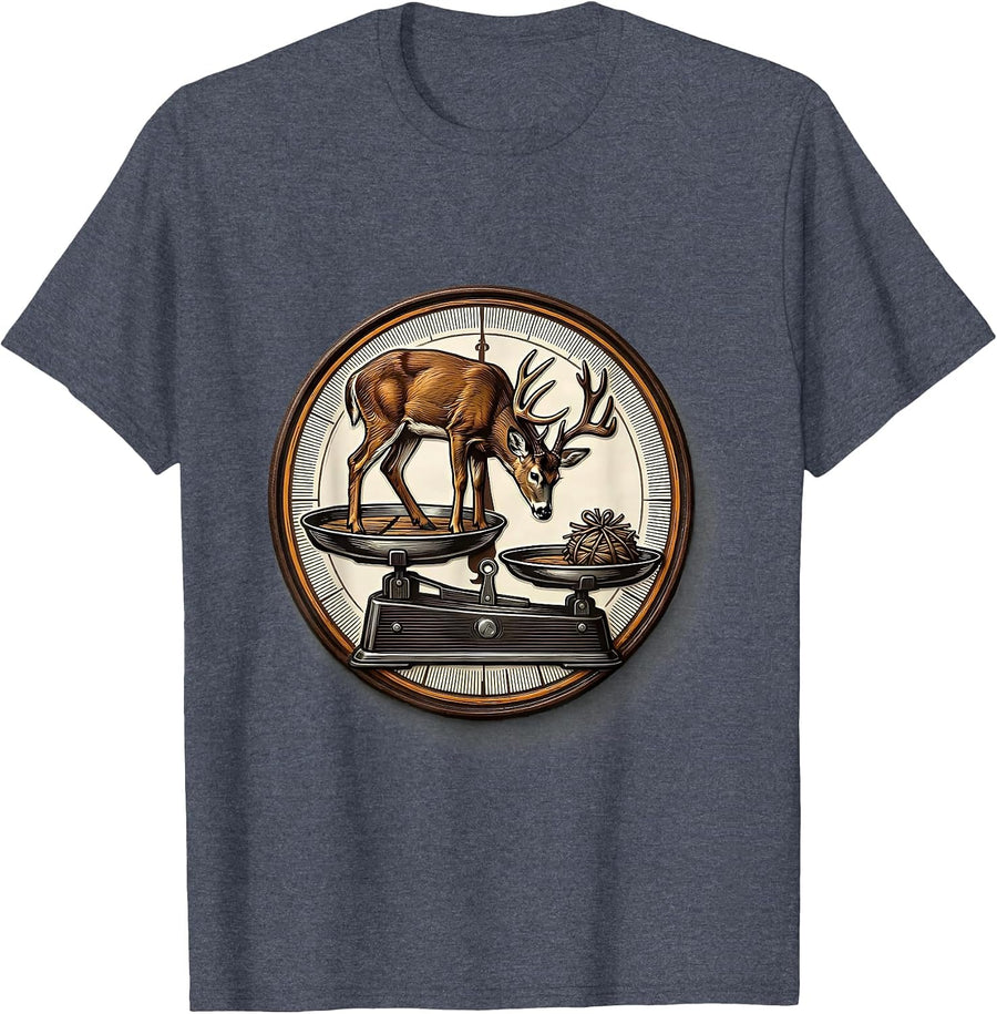 Deer Stand Buck Balance Humor Hunting Dad T-Shirt - Heather Blue