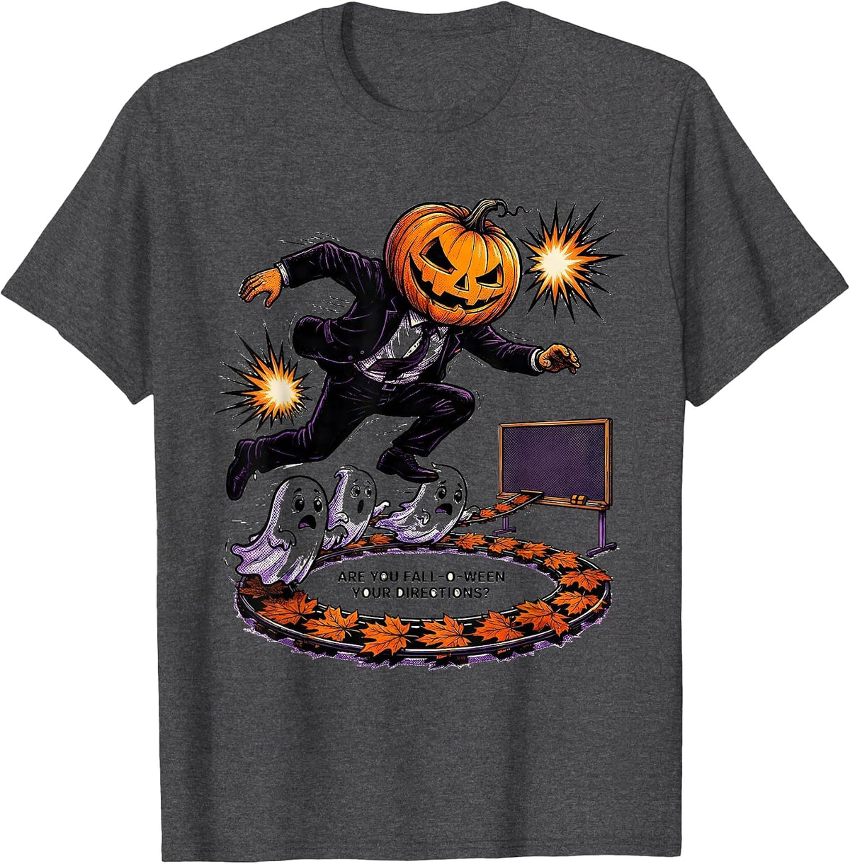 Are You Fall-O-Ween Your Directions Comic Book Teacher T-Shirt - Dark Heather Grey