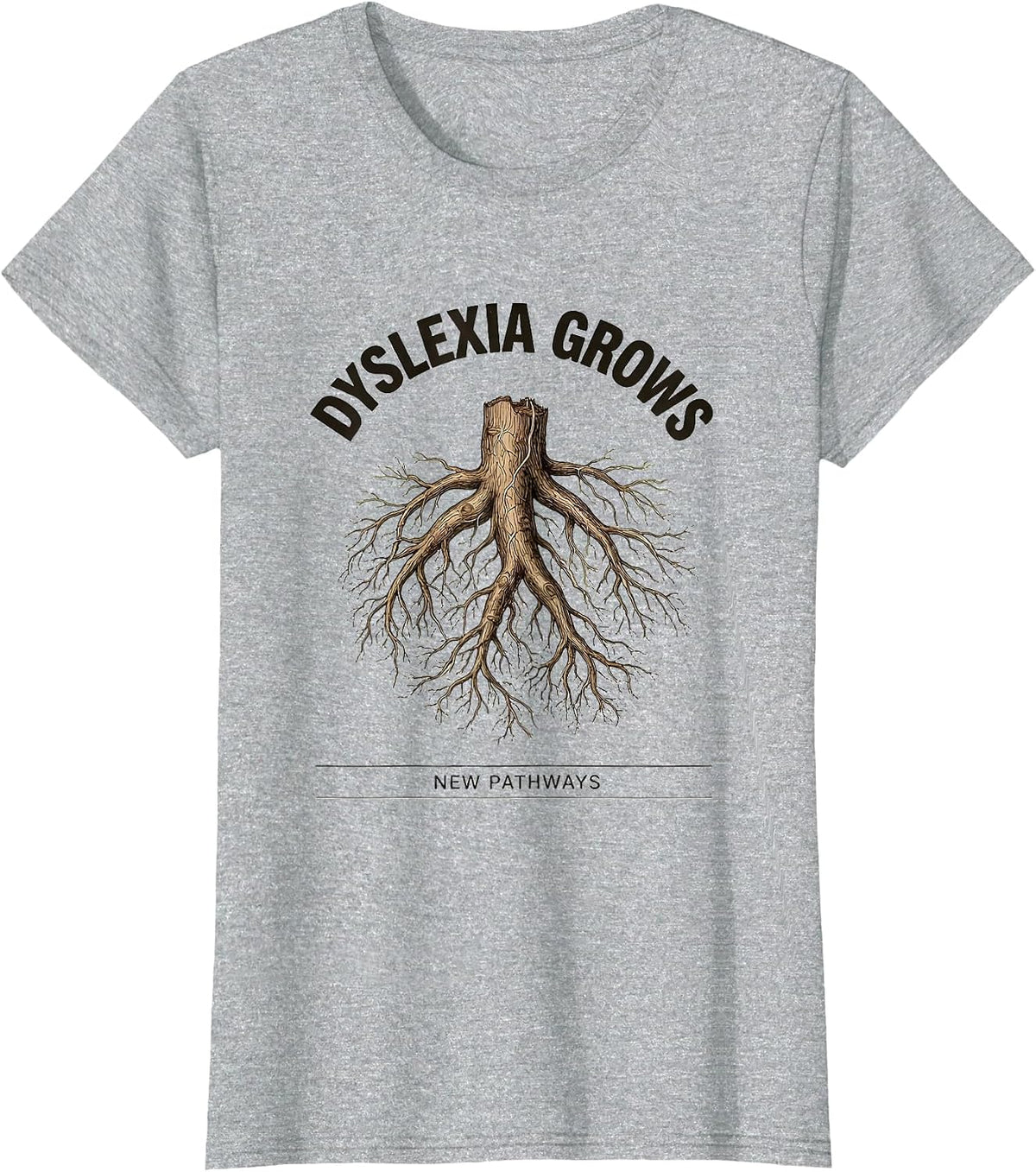 Dyslexia Grows New Pathways Botanical Teacher Awareness T-Shirt - Heather Grey