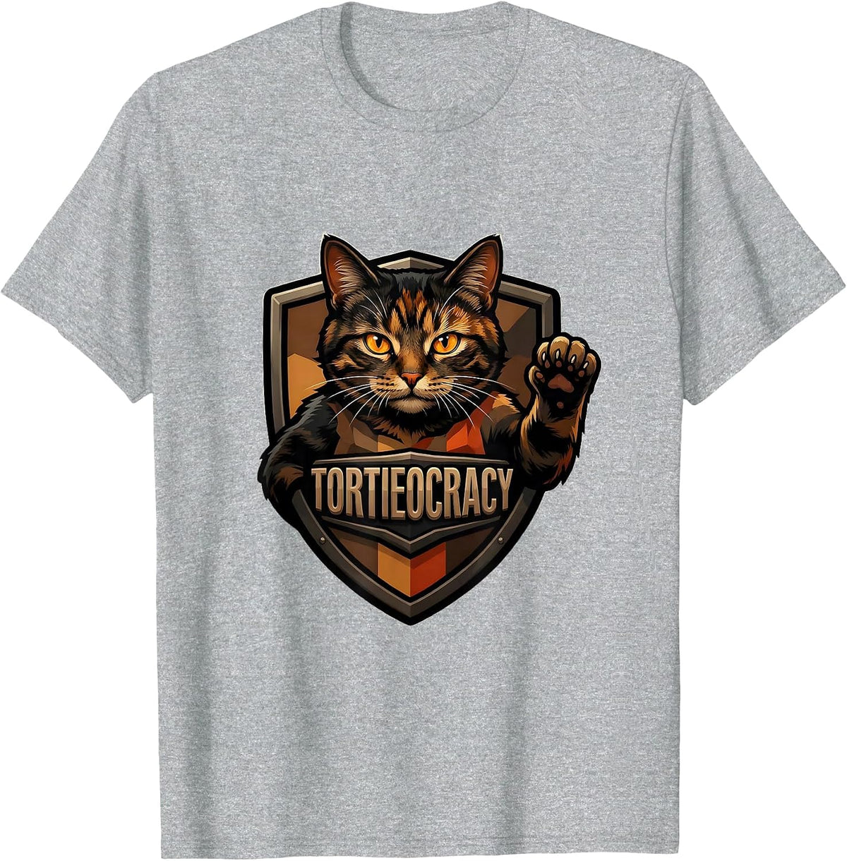 Men's Tortieocracy Funny Tortie Cat Lover Tortoiseshell Cat Owner T-Shirt - Heather Grey