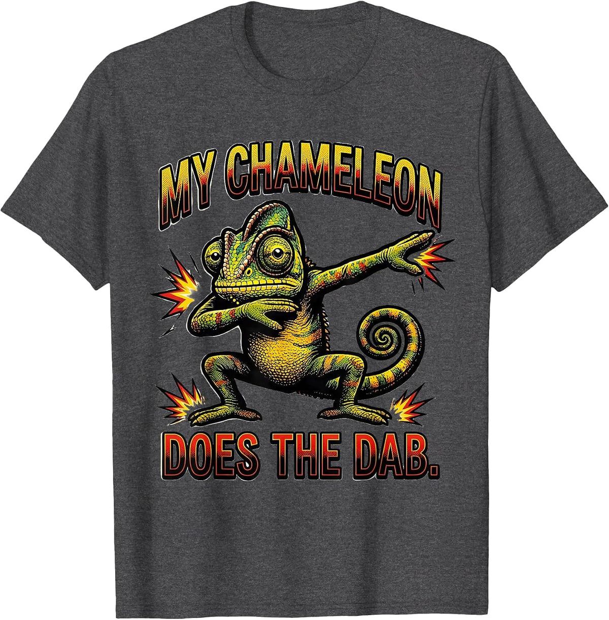 My Chameleon Does The Dab Funny Comic Book Novelty Youth T-Shirt - Dark Heather Grey