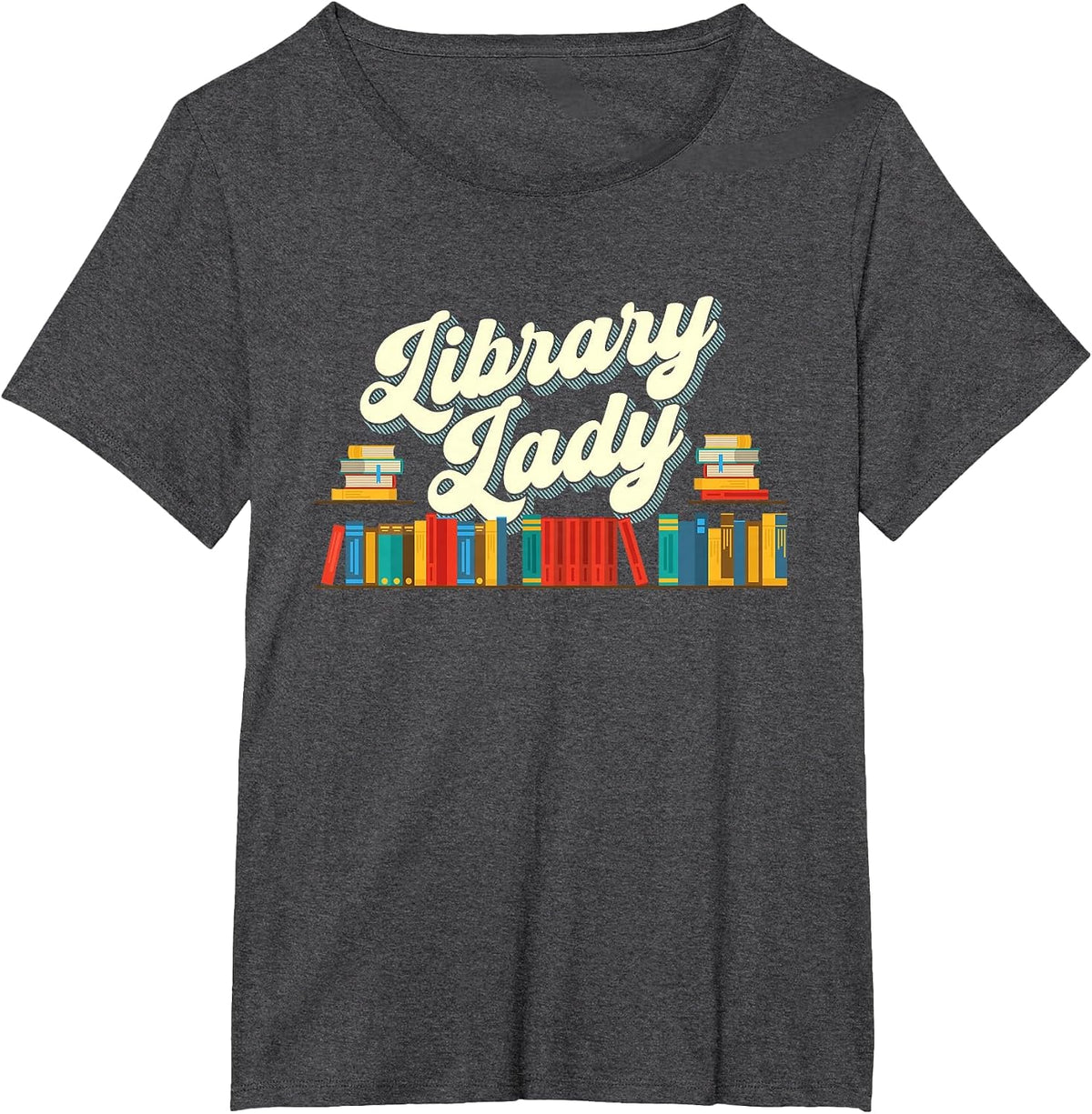 Library Lady - School Librarian Cataloger Books Book Lover T-Shirt - Dark Heather Grey