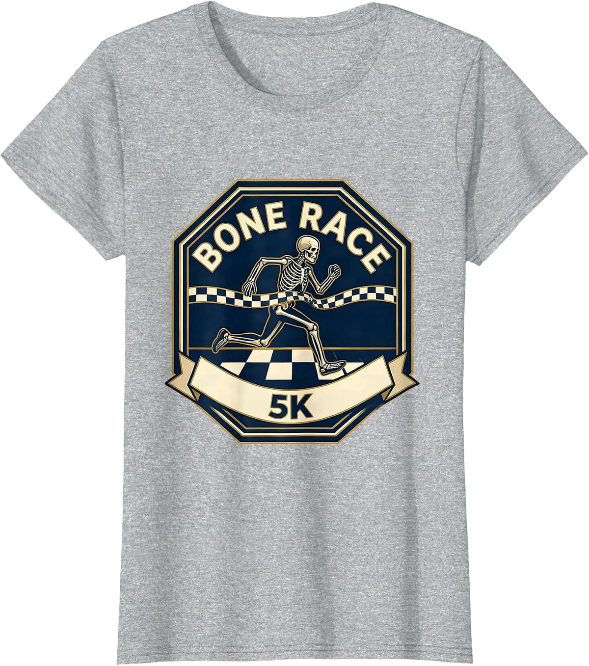 Women's Bone Race 5K Funny Skeleton Runner Halloween Fun Run T-Shirt - Heather Grey