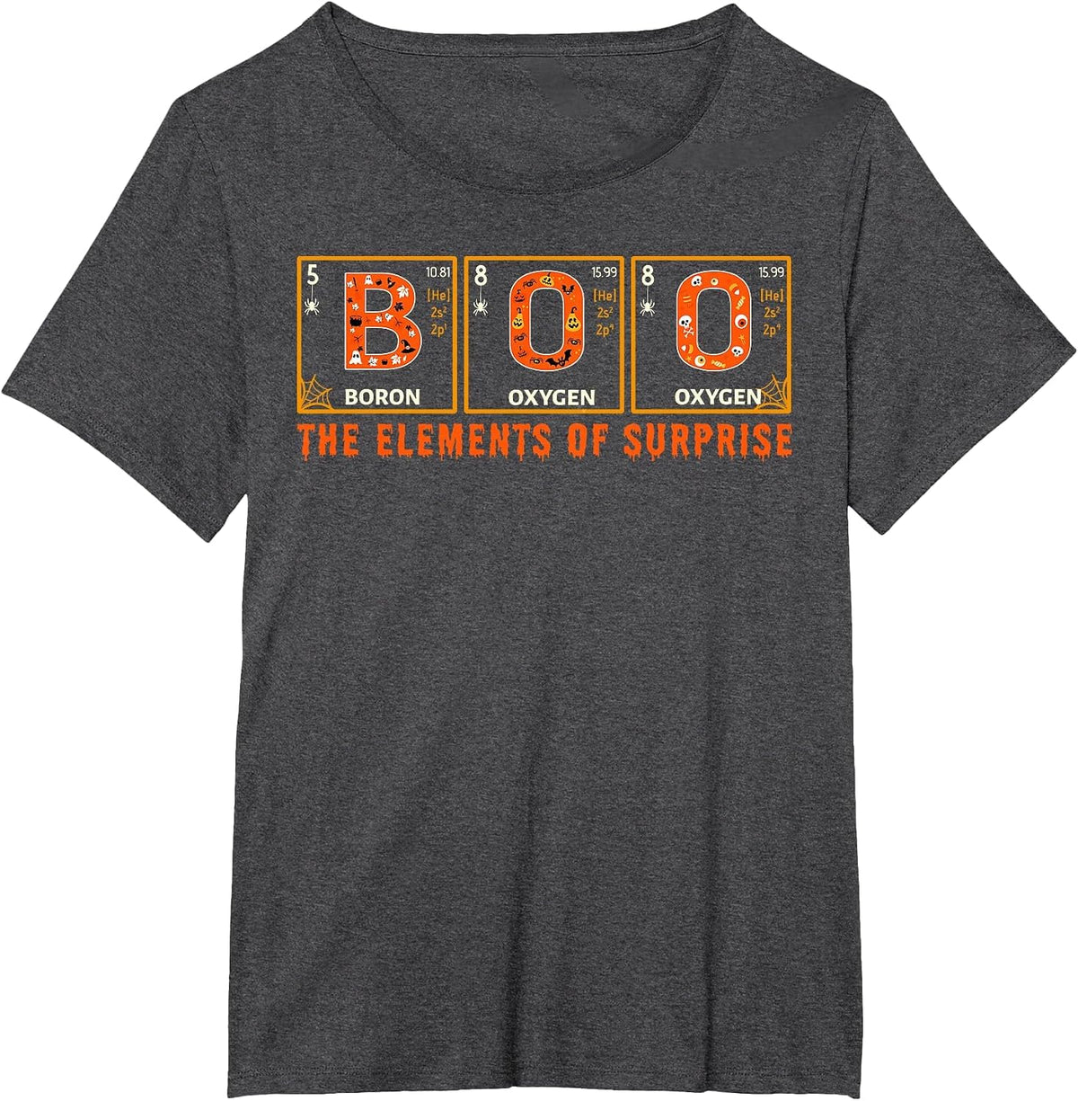Halloween Boo Primary Elements of Surprise Science T-Shirt - Dark Heather Grey