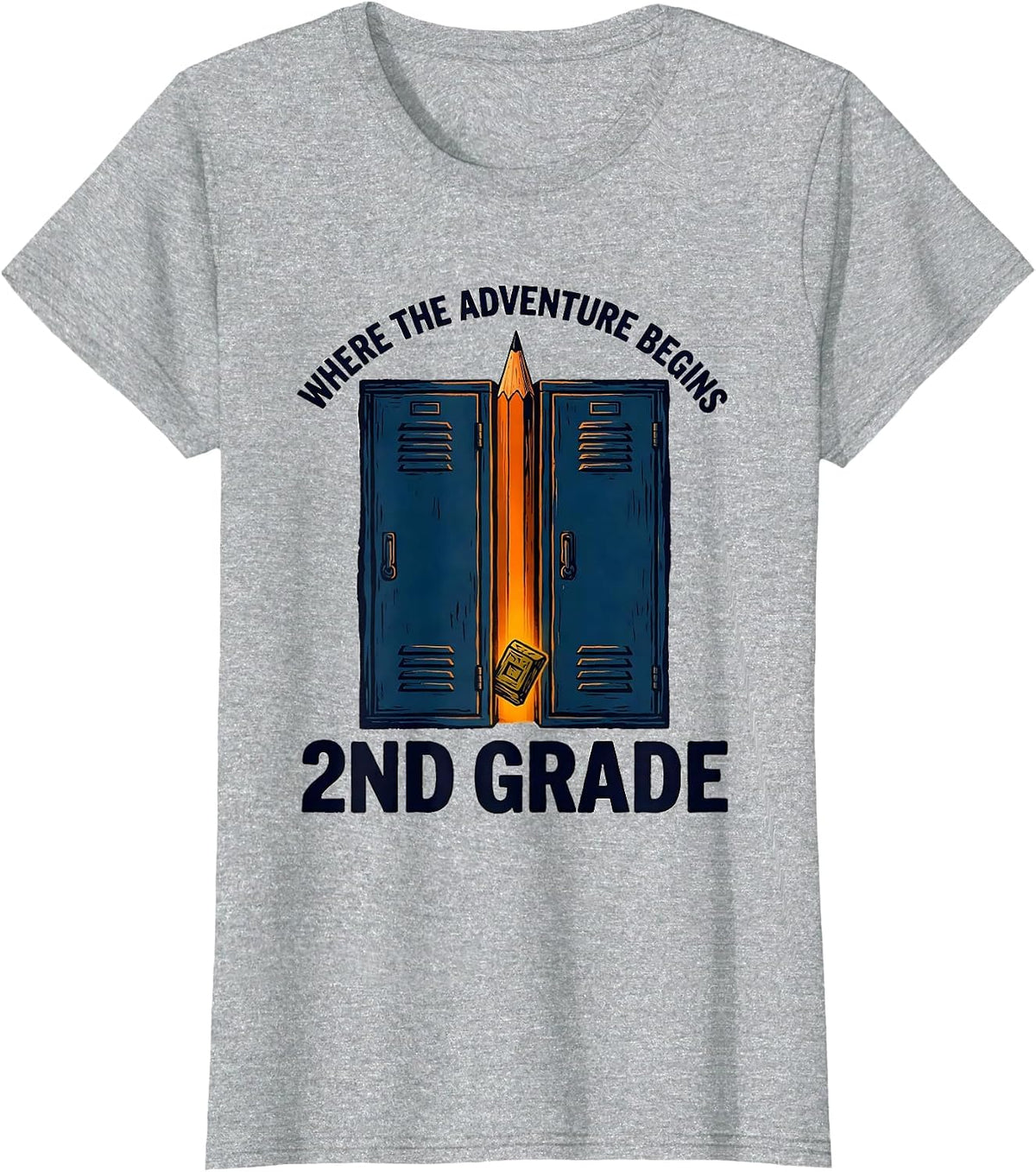 Where The Adventure Begins 2nd Grade Teacher Back To School T-Shirt - Heather Grey
