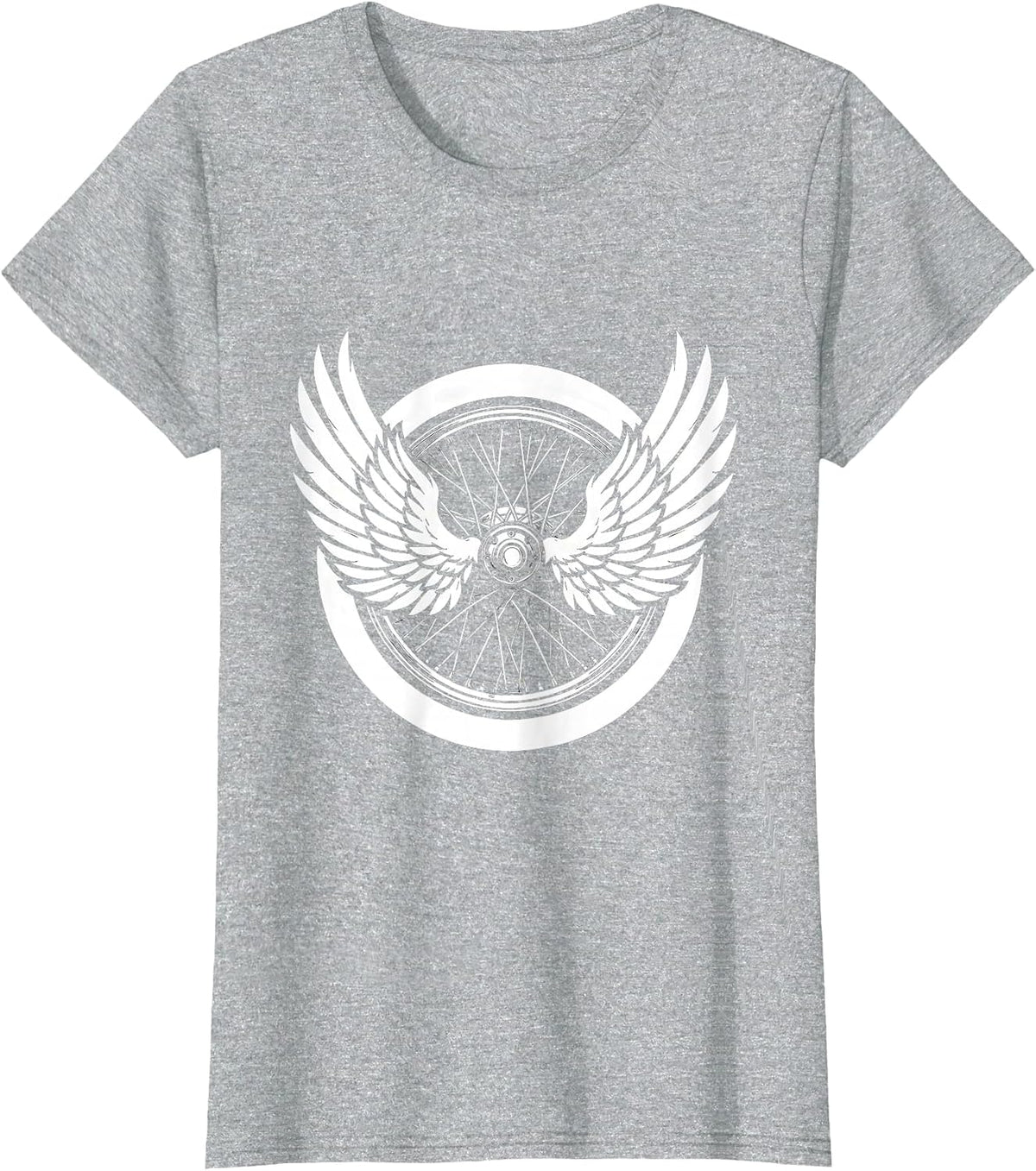 Winged Motorcycle Wheel Freedom Burst Graphic T-Shirt - Heather Grey
