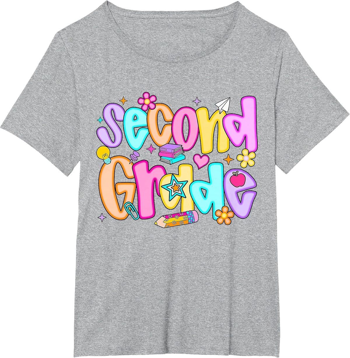 Preppy Second Grade Back to School 2nd Grade Teachers Girls T-Shirt - Heather Grey