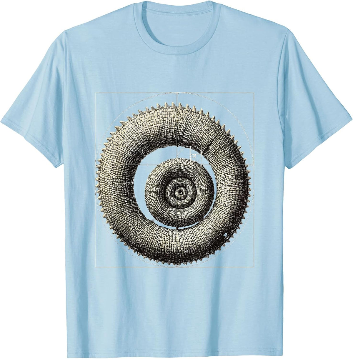 Men's Coiled Chameleon Tail Sacred Geometry Math Lover Design T-Shirt - Baby Blue