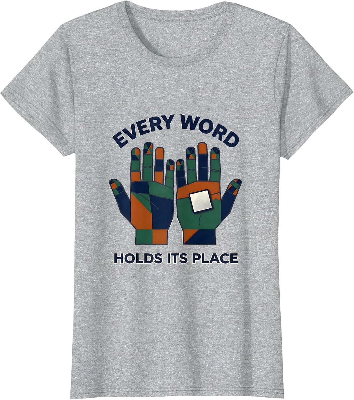 Every Word Holds Its Place Quilt Block Patchwork Speech T-Shirt - Heather Grey