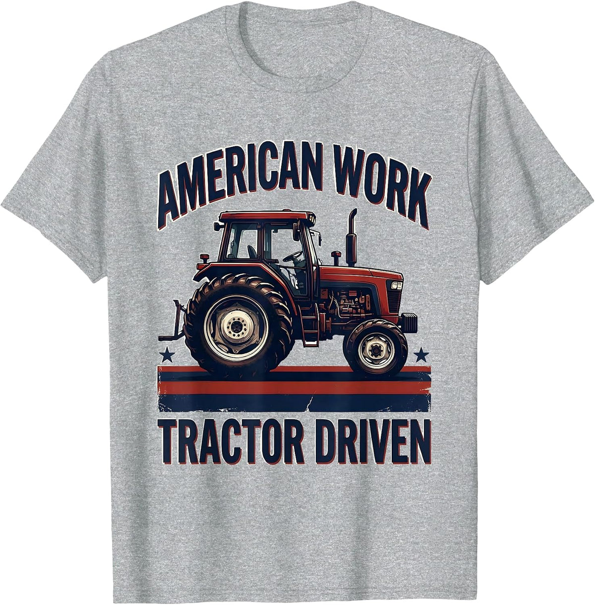 Men's American Work Tractor Driven Funny Farmer Patriotic Farm Dad T-Shirt - Heather Grey