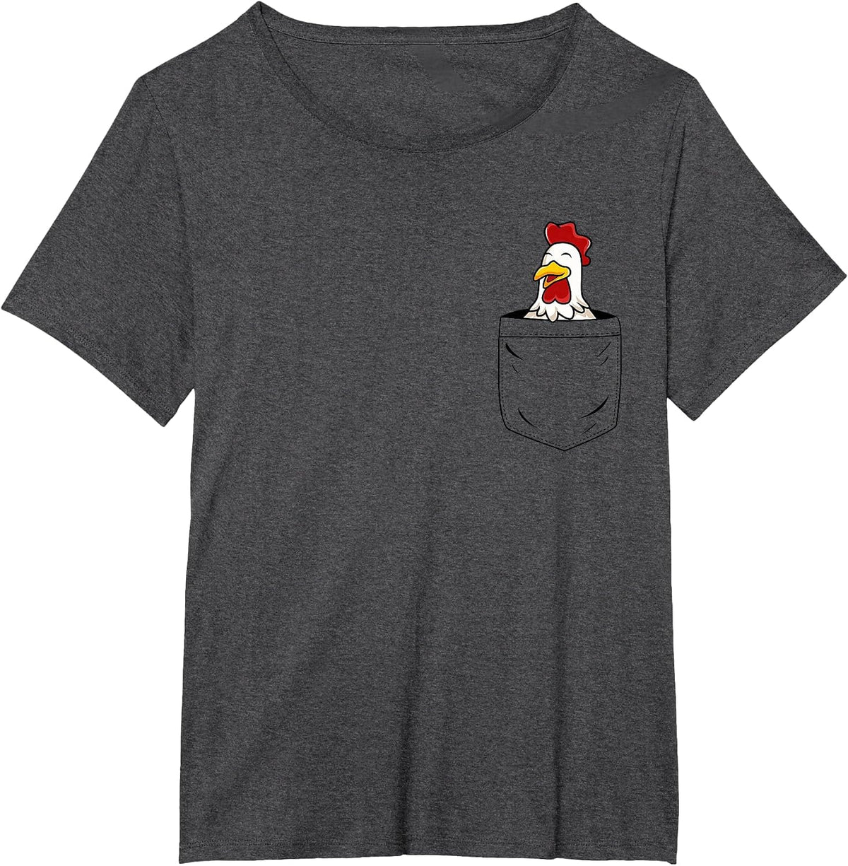 Chicken Lovers Cute Funny Chicken in Pocket T-Shirt - Dark Heather Grey