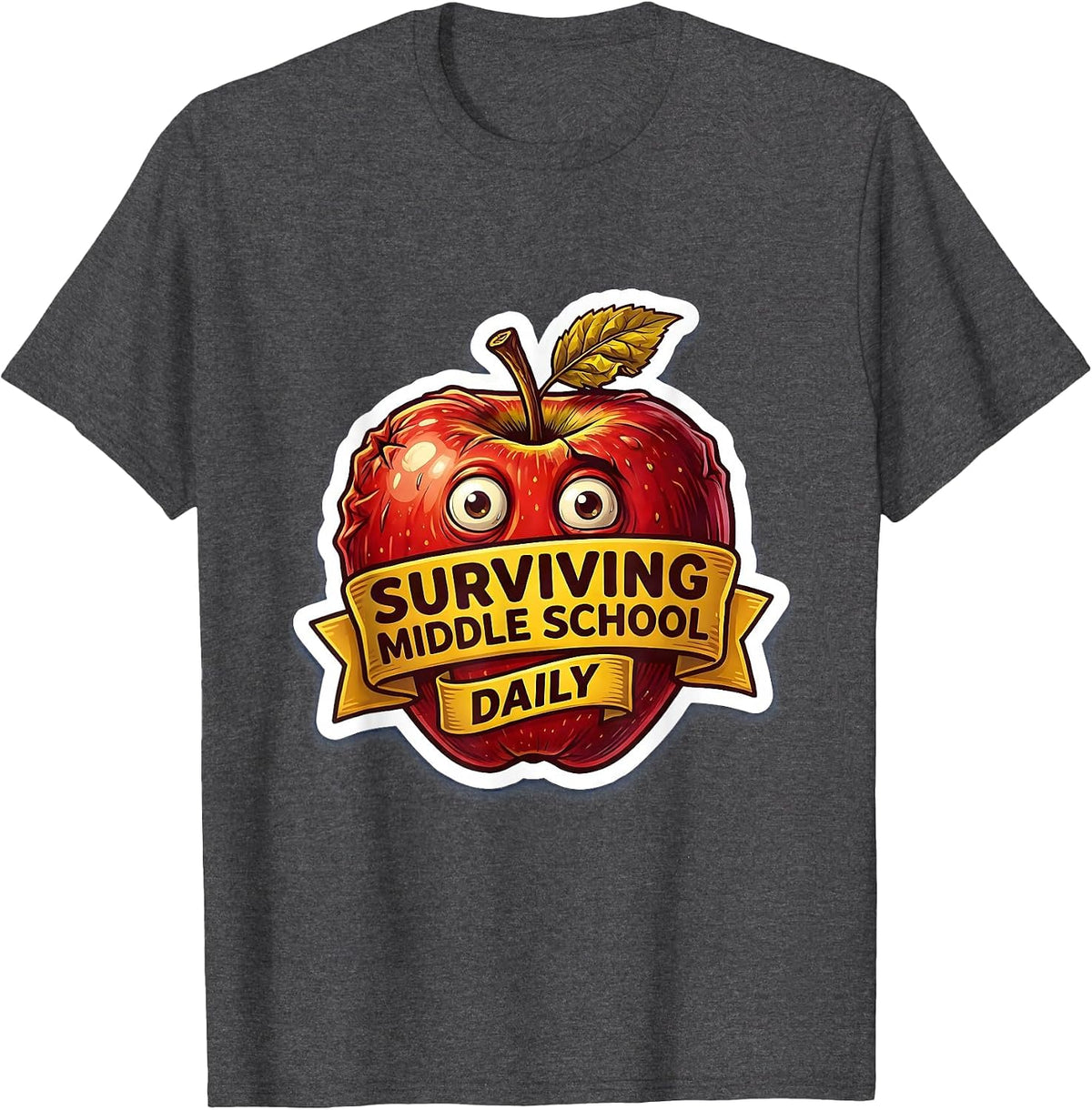 Surviving Middle School Daily Teacher Design T-Shirt - Dark Heather Grey
