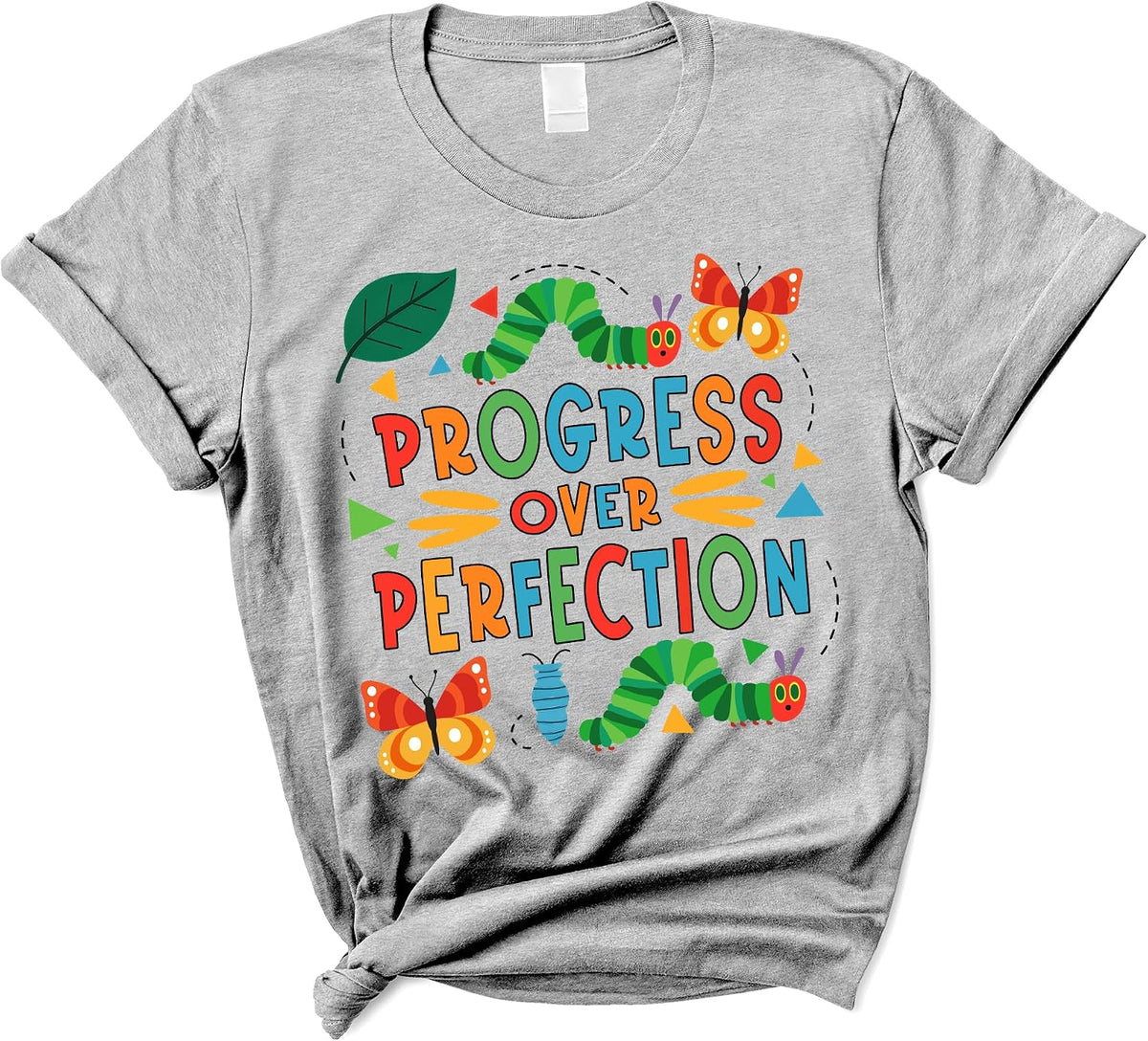 Progress Over Perfection Shirt - Cute Teacher Tshirt Back to School, Special Education BCBA Tee - Sport Grey