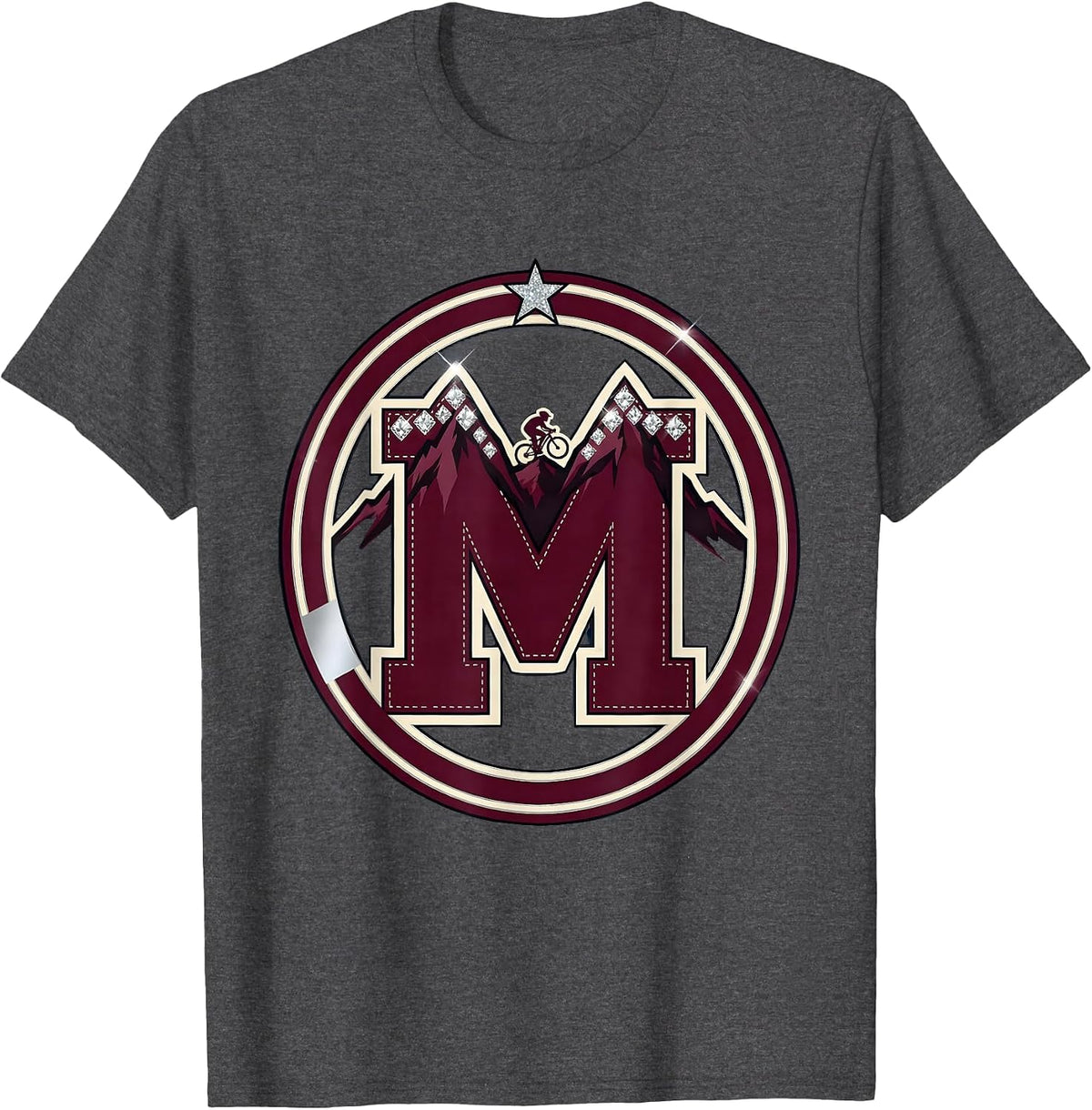Cyclist Summit Sunset Mountain Peak Graphic T-Shirt - Dark Heather Grey