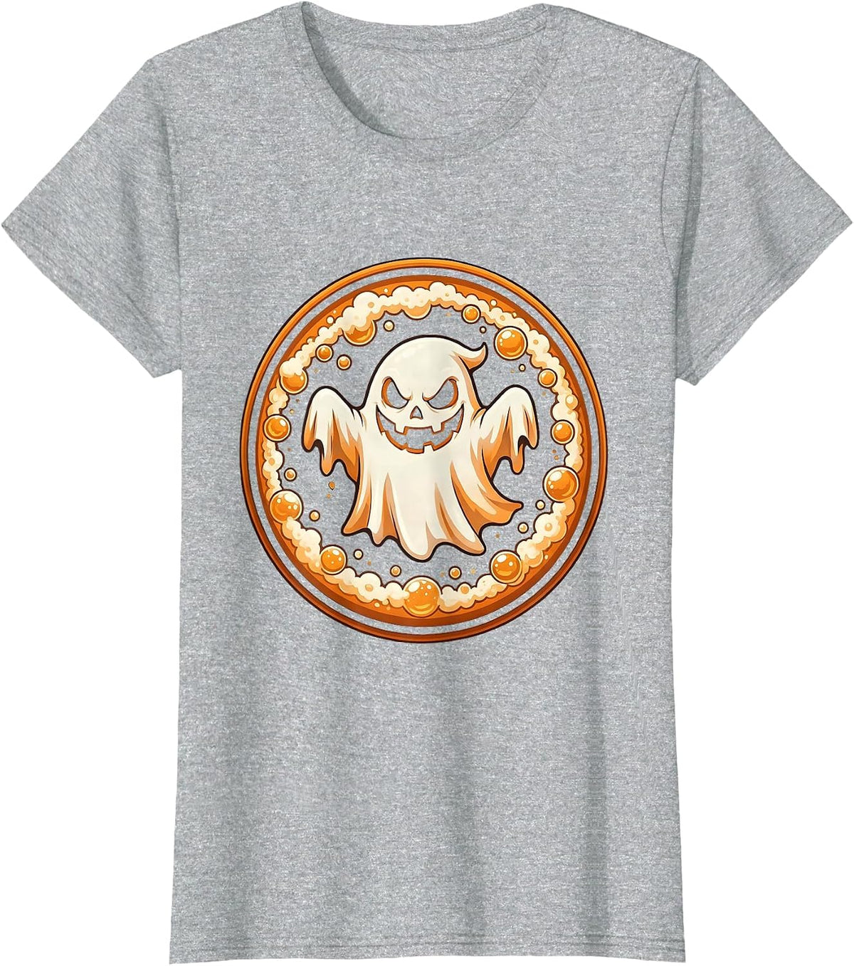 Ghost Beer Bubbles Grinning Spooky Halloween Design T-Shirt - Heather Grey