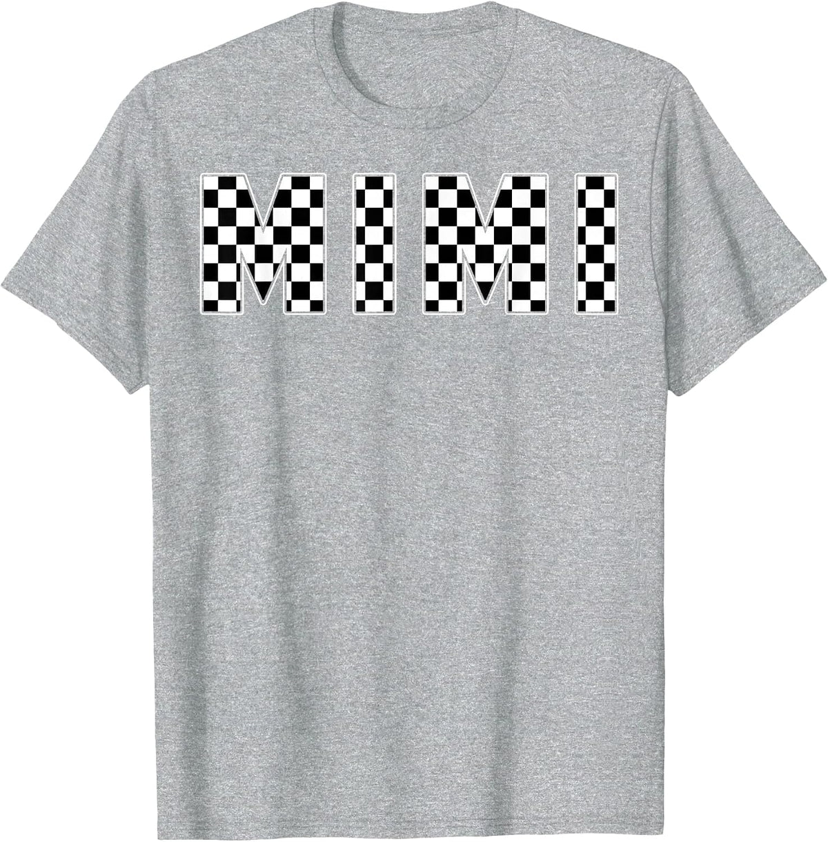 Mimi Racing Race Car Mimi Checkered Flag Pit Crew Bday T-Shirt - Heather Grey