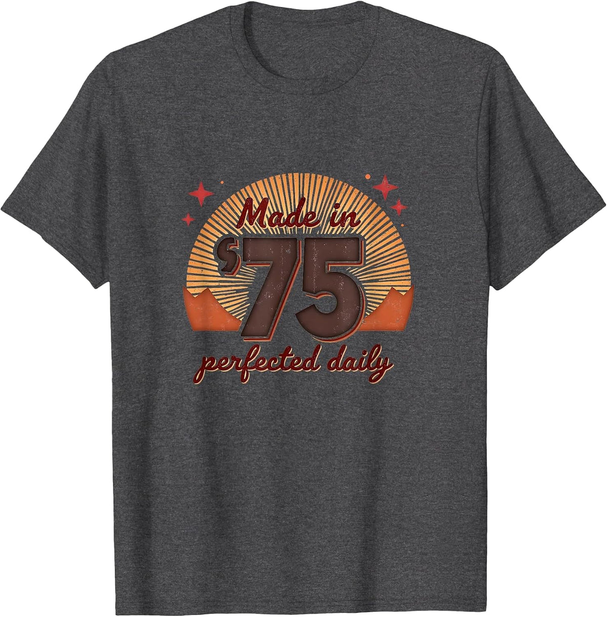 Made in '75 Perfected Daily Vintage Design T-Shirt - Dark Heather Grey