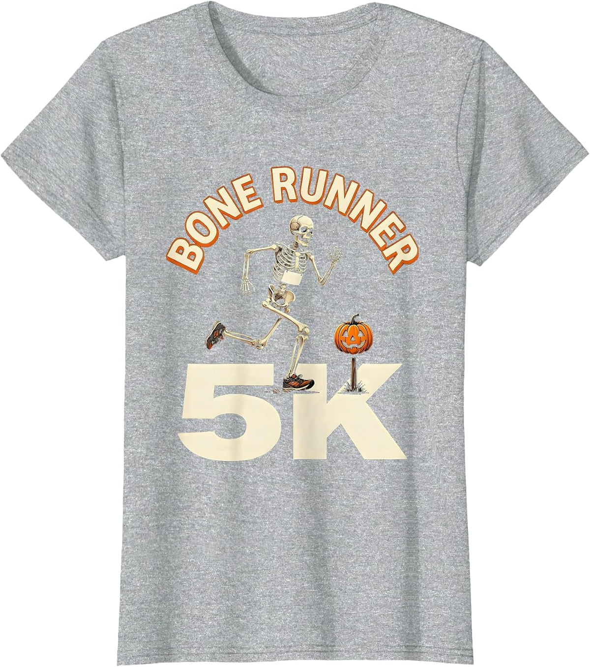 Women's Bone Runner 5K Funny Running Skeleton Halloween Fun Run T-Shirt - Heather Grey
