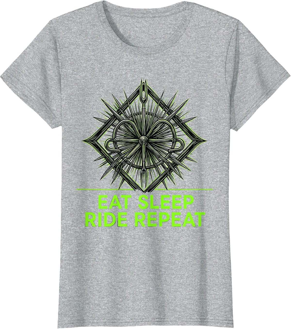 Eat Sleep Ride Repeat Cycling Design T-Shirt - Heather Grey