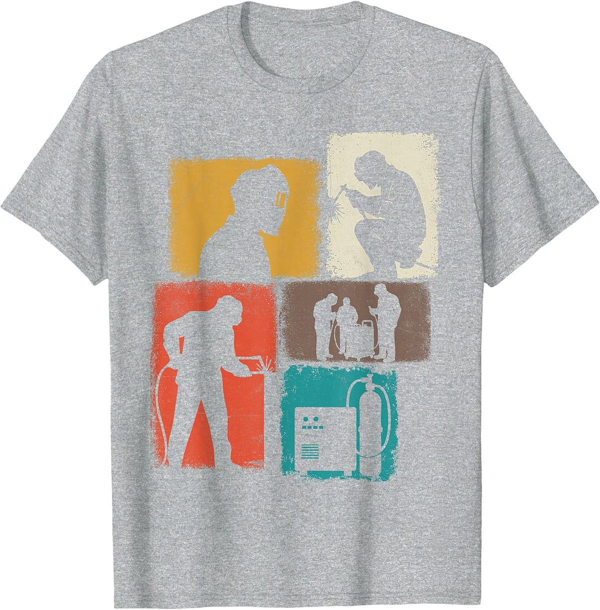 Welder Vintage Collage Welding Men Metalworker T-Shirt - Heather Grey