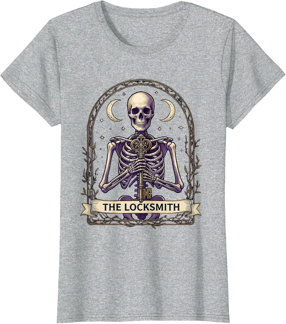 The Locksmith Whimsigoth Celestial Tarot Card Role Parody T-Shirt - Heather Grey