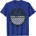 Denim and Diamonds Western Cowgirl Glam Style T-Shirt - Royal Blue