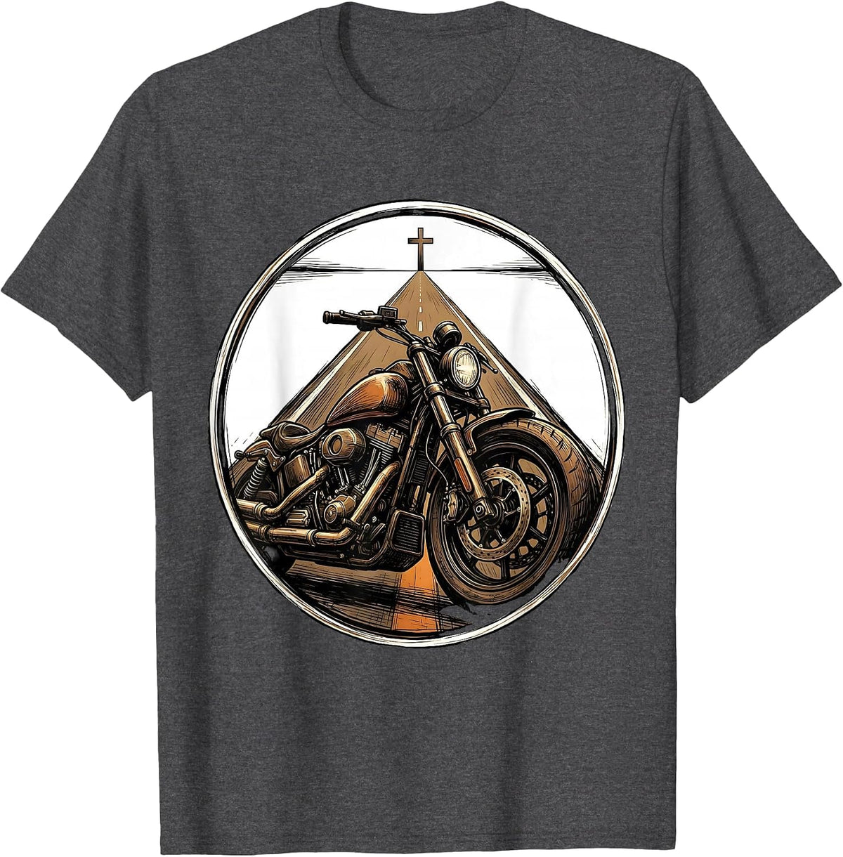 Motorcycle Faith Biker Christian Rider Identity T-Shirt - Dark Heather Grey